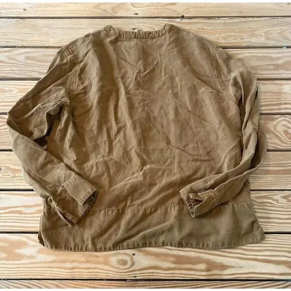 Zara 1/2 Button Long Sleeve Top Size Small Women’s Brown - Picture 2 of 8